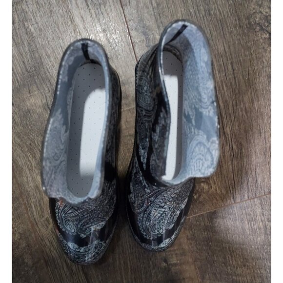 Boots Rain Garden Slip On Rubber Paisley Ankle Women 8 XL 39 - Picture 3 of 12